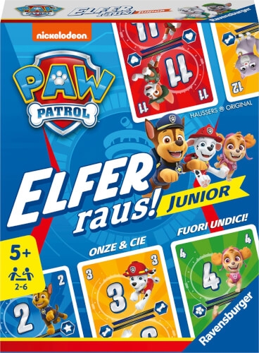 Ravensburger 20953 PAW Patrol Elfer raus! Junior - Einfaches Kartenspiel für 2-6 Spieler ab 5 Jahren