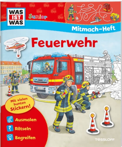 WAS IST WAS Mitmach-Heft, Feuerwehr, Taschenbuch, 24 Seiten, ab 4 Jahren