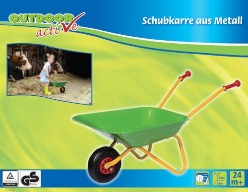 Outdoor active Schubkarre Metall grün und gelb