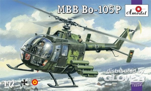 Amodel AMO72259 MBB Bo-105P helicopter, military version in 1:72