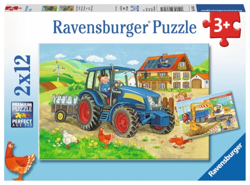 Ravensburger 07616 Puzzle: Baustelle und Bauernhof 12 Teile