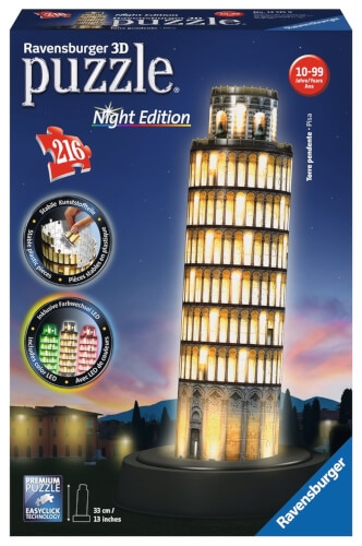 Ravensburger 12515 Puzzle: 3D Pisaturm bei Nacht 216 Teile