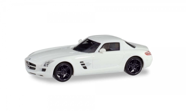 Herpa 420501 Mercedes-Benz SLS AMG, weiß mit schwarzen Felgen