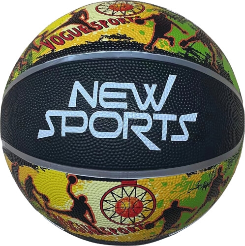 Vedes 73202388 New Sports Basketball schwarz/bunt, Größe 7, unaufgblasen