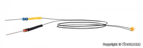 Viessmann 3561 LED gelb mit angelöteten Kabeln, 5 Stück