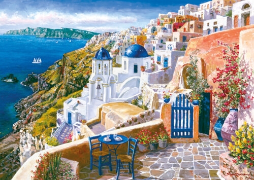 Schmidt Spiele 58560 Puzzle Sam Park Blick von Santorin, 1000 Teile