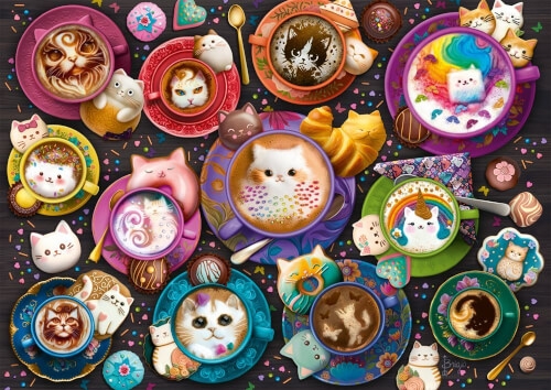 Schmidt Spiele 59707 Kätzchen # la Latte Art, Puzzle Standard 500 Teile