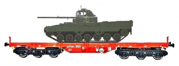NPE NW22163 Salmms 454 DB AG, DB-Cargo, beladen mit Fahrschulpanzer BW, verkehrsrot