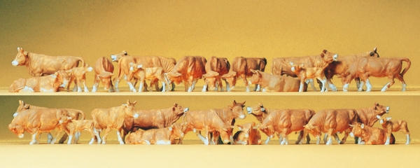 Preiser 14409 Kühe, braun. 30 Figuren