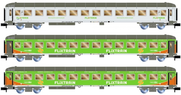 Lemke LC95004 Flixtrain Set 4 3er Set Personenwagen Bimz 264, Ep.VI