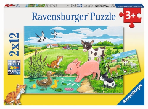 Ravensburger Kinderpuzzle - 07582 Tierkinder auf dem Land - Puzzle für Kinder ab 3 Jahren, mit 2x12