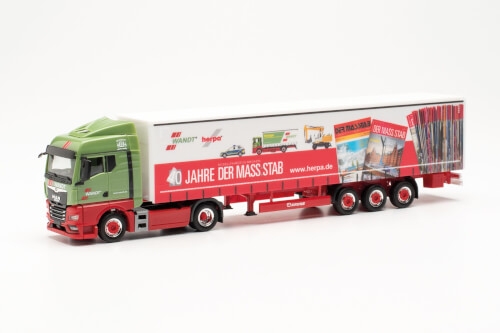 Herpa 315555 MAN TGX GM Gardinenplanen-Sattelzug „Wandt / 40 Jahre Der Mass:stab“