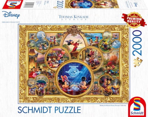 Schmidt Spiele 57371 Disney, Mickey & Minnie, Dream Collage II, Thomas Kinkade Puzzle 1.000 Teile -