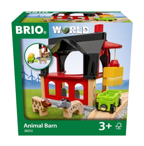 Ravensburger 63601200 36012 BRIO Tierscheune mit Heuwaggon - Zubehör zum Zugset für Kinder ab 3 Jah