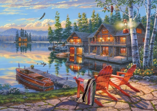 Schmidt Spiele 58530 Seeufer am Loon Lake, New York, Puzzle Darrel Bush 1.000 Teile