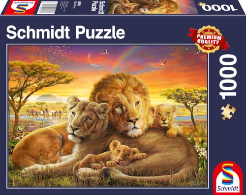 Schmidt Spiele 58987 Puzzle Kuschelnde Löwenfamilie 1.000 Teile