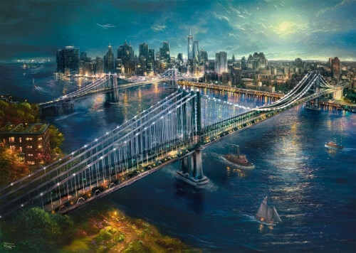 Schmidt Spiele 58782 Mond über Manhatten, Puzzle Thomas Kinkade 2.000 Teile