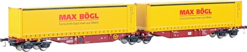 Lemke 90664 Containerwagen Sggmrss'90 Touax Ep. VI, 2x Max Bögl Planencontainer