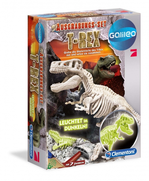 Clementoni GmbH 69404.4 Clementoni Galileo Ausgrabungsset Glow in the dark - Dinosaurier T-Rex