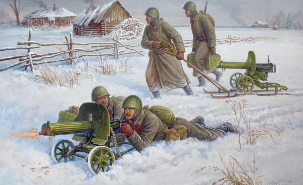 Zvezda 500786220 1:72 Sov.Maschinengewehr m.Crew (Winter)