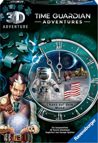 Ravensburger 3D Adventure 11539 TIME GUARDIANS - Chaos auf dem Mond - Escape Room Spiel, für 1 bis 4