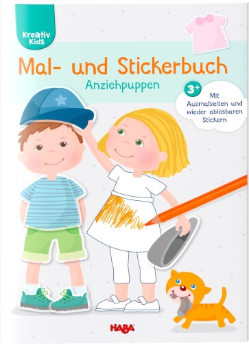 Haba 305450 Kreativ Kids # Mal- und Stickerbuch Anziehpuppen1