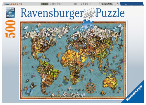 Ravensburger Puzzle 15043 - Antike Schmetterling-Weltkarte - 500 Teile Puzzle für Erwachsene und Kin