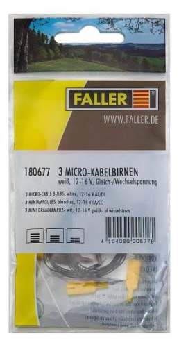 Faller 180677 3 Mikrokabelbirnen, weiß