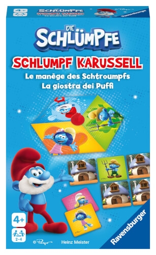 Ravensburger Mitbringspiel - 20990 - Schlumpf Karussell, das spannende Kreisel-Merkspiel für kleine