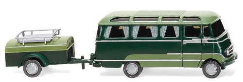 Wiking 26004 Panoramabus mit Anhänger (MB O 319) - dunkelgrün/resedagrün