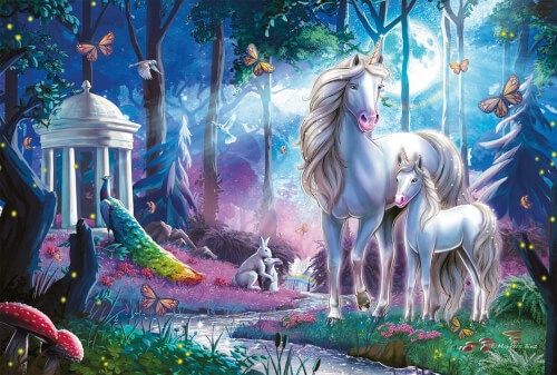 Schmidt Spiele 56486 Einhornstute mit Fohlen, 200 Teile