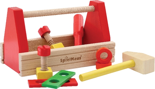 Nemmer 41604573 Spielmaus Holz Werkzeugkasten, 10-teilig