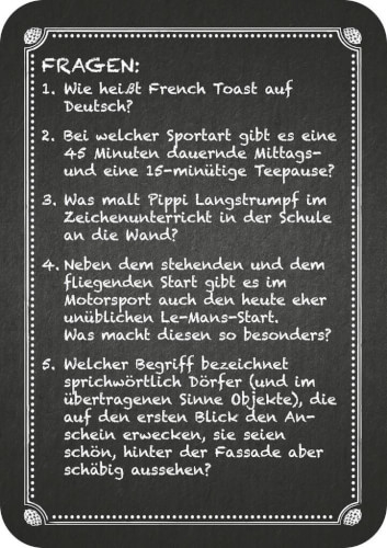 Moses 90316 Kneipenquiz Brandneue Fragen