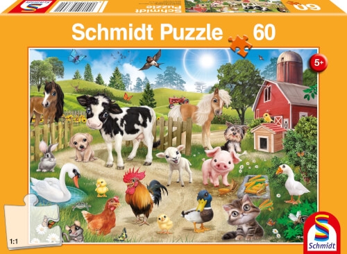 Schmidt Spiele 56369 Puzzle Animal Club, Bauernhoftiere, 60 Teile