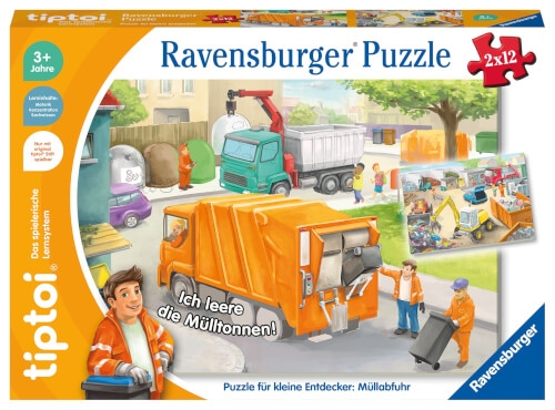 Ravensburger tiptoi Puzzle 00138 Puzzle für kleine Entdecker: Müllabfuhr, Kinderpuzzle ab 3 Jahren,