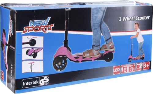 New Sports 3-Wheel Scooter Rosa, klappbar, 110 mm