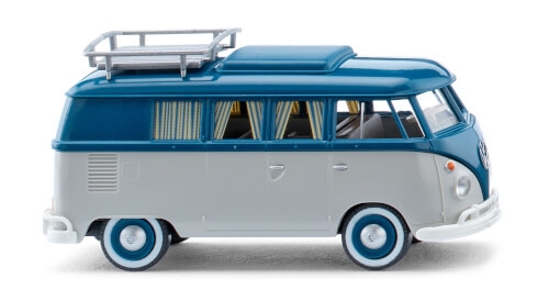 Wiking 79742 H0 VW T1 Campingbus - achatgrau/grünblau