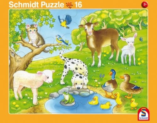 Schmidt Spiele 56789 2er Set Rahmenpuzzles Kuschelige Tierfreunde 16 Teile/Niedliche Tierkinder 24 T