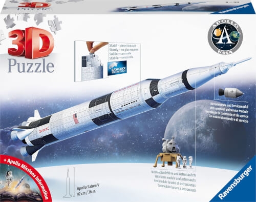 Ravensburger 3D Puzzle 11545 - Apollo Saturn V Rakete - 440 Puzzleteile - Für alle Weltraum Fans ab