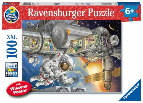 Ravensburger Kinderpuzzle 13366 - Auf der Weltraumstation - Wieso? Weshalb? Warum? Puzzle 100 Teile