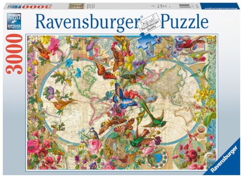 Ravensburger Puzzle 17117 Weltkarte mit Schmetterlingen 3000 Teile Puzzle