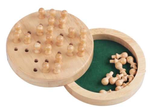 Natural Games Solitaire Holz 12 cm, Geschicklichkeitsspiel, für 1 Spieler, ca. 15,7x15.5x4 cm, ab 5