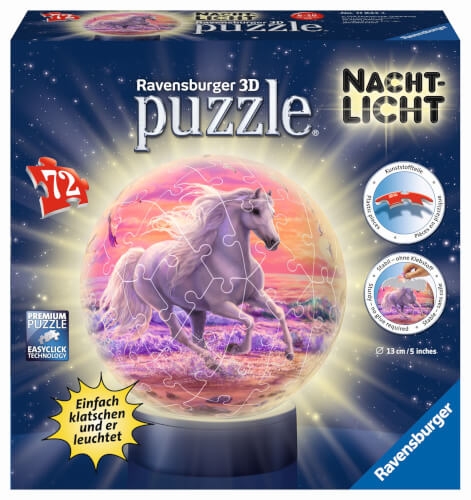 Ravensburger 11843 Puzzle Nachtlicht Pferde am Strand 3D 72 Teile
