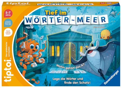 Ravensburger tiptoi 00103 Tief im Wörter-Meer, Spiel für Kinder von 5-7 Jahren, für 1-4 Spieler