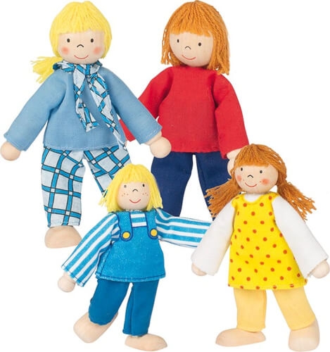 Biegepuppen junge Familie, 4 Personen, ca. 10-12 cm, ab 3 Jahren