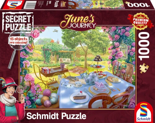 Schmidt Spiele 59974 Tee im Garten, JUNE'S JOURNEY Puzzle 1.000 Teile