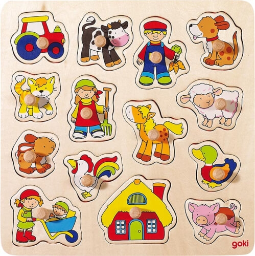 GoKi Steckpuzzle Hahn, Schwein, ...