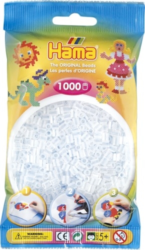 Dan Import 207-19 HAMA Bügelperlen Midi - Transparent Weiß 1000 Perlen