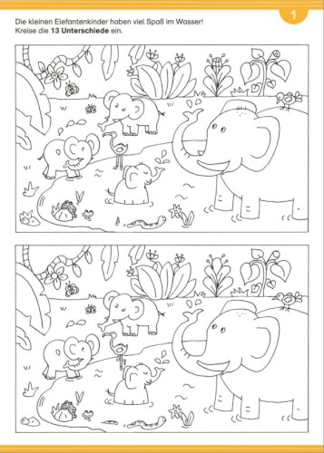 Finde den Unterschied Tierkinder, Rätselheft, 28 Seiten, ab 6 Jahren