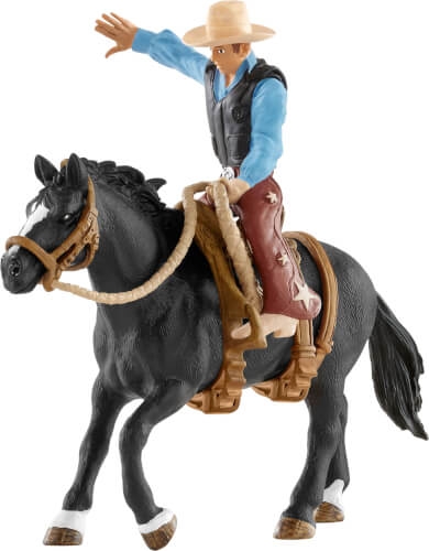 Schleich Farm World 41416 Saddle bronc riding mit Cowboy
